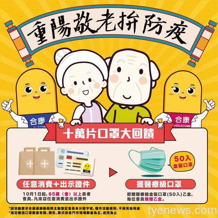 防疫與時序交替 新竹合康連鎖藥局推重陽節贈送銀髮醫療口罩 014