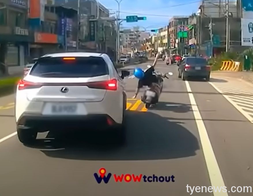 【有片】疑後方駕駛急超車 女騎士遭撞地上翻滾多圈