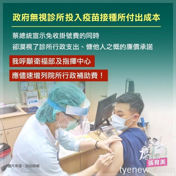 簡化程序並提升疫苗接種補貼 醫療立委張育美呼籲:政府別再虧待醫護! 1 17 4