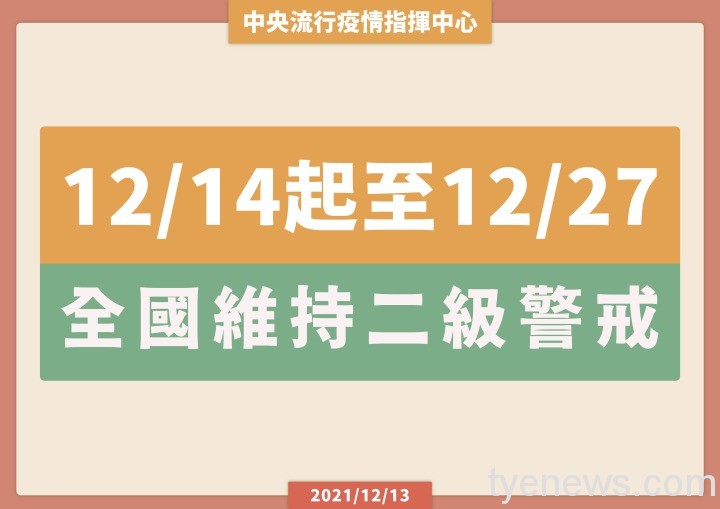 1213-2-維持疫情警戒標準為第二級_封面頁 1213 2 維持疫情警戒標準為第二級 封面頁