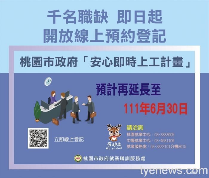 「安心即時上工計畫」桃市公部門釋出上千職缺 20210531143040430