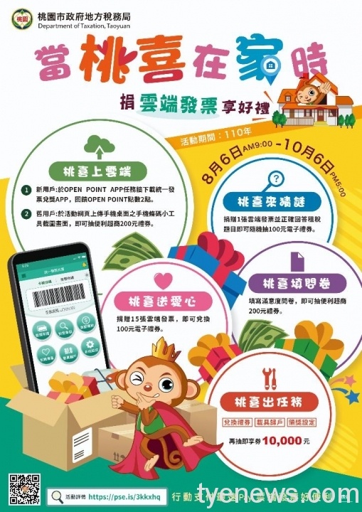 捐雲端發票送禮券 完成歸戶、領獎設定抽1萬元即享券。圖:地稅局提供 捐雲端發票送禮券 完成歸戶、領獎設定抽1萬元即享券。圖:地稅局提供