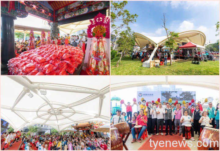 桃市經國重劃區水汴一路明德宮天幕 提供優質休閒場所 20211105150458747