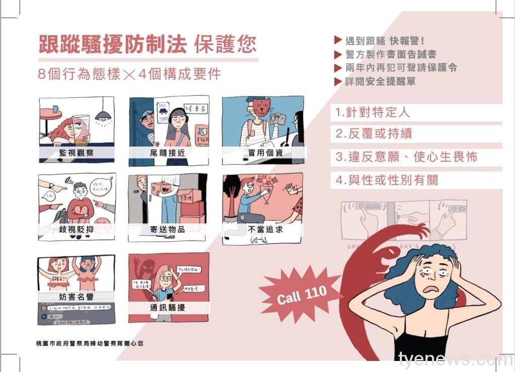 跟騷法6/1上路!桃警婦幼隊邀插畫家宣導 一張圖看懂哪些行為觸法 283473698 318150477171853 8277163400043935746 n scaled 1