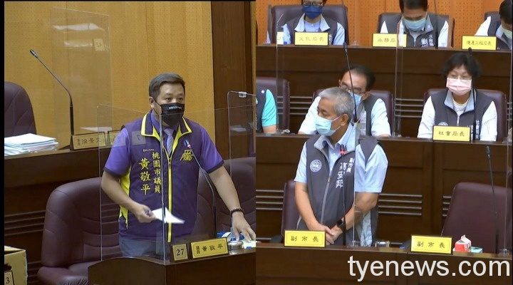 桃市防疫專案報告 市議員砲轟鄭文燦 輕描淡寫乏善可陳 桃園市議員黃敬平,不滿市長鄭文燦以主持校長交接等行程為由離席。圖:諶志明翻攝