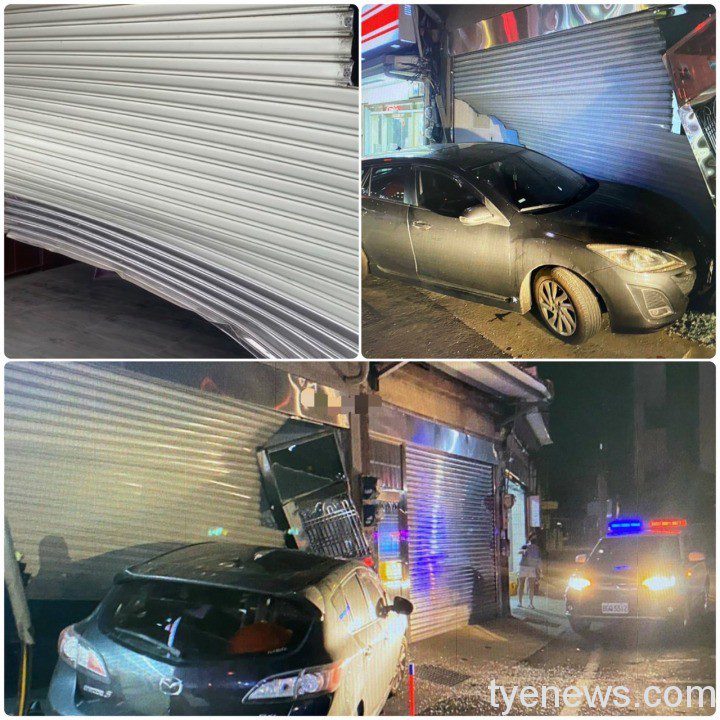 【有片】機車轉彎與對向自小客碰撞 騎士輕傷民宅鐵門毀損 S 102203397