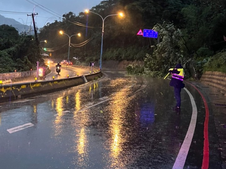 龜山路樹遭風雨折斷倒車道 警方疏導交通排除狀況 S 35700771