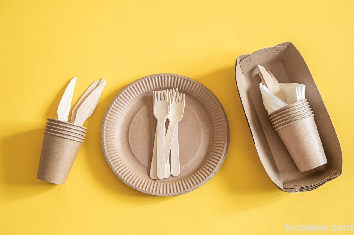 加強紙餐具管理 推動標示來源QRcode eco friendly disposable dishes made paper orange background 169016 2163