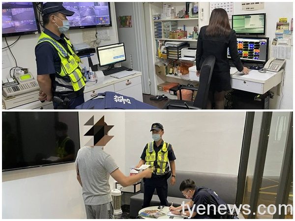 桃園警察分局同安派出所由所長林育成率隊,分別至桃園區莊敬路及大興西路一段汽車旅館進行臨檢。圖:邱怡芳翻攝 桃園警察分局同安派出所由所長林育成率隊,分別至桃園區莊敬路及大興西路一段汽車旅館進行臨檢。圖:邱怡芳翻攝