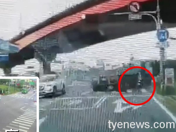 大貨車右轉 女騎士疑「硬闖」沒成功差點喪命。圖:截自臉書社團 大貨車右轉 女騎士疑「硬闖」沒成功差點喪命。圖:截自臉書社團