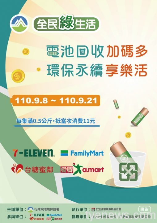 廢乾電池加碼回收9/8登場!超商、量販店享折抵回饋 活動宣傳海報 scaled 1