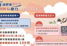 桃市勞動局視障按摩百元抵用券 8/26起開放索取