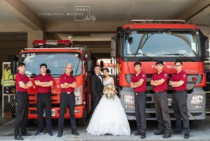 桃園打火英雄消防局拍婚紗照 創造獨特回憶