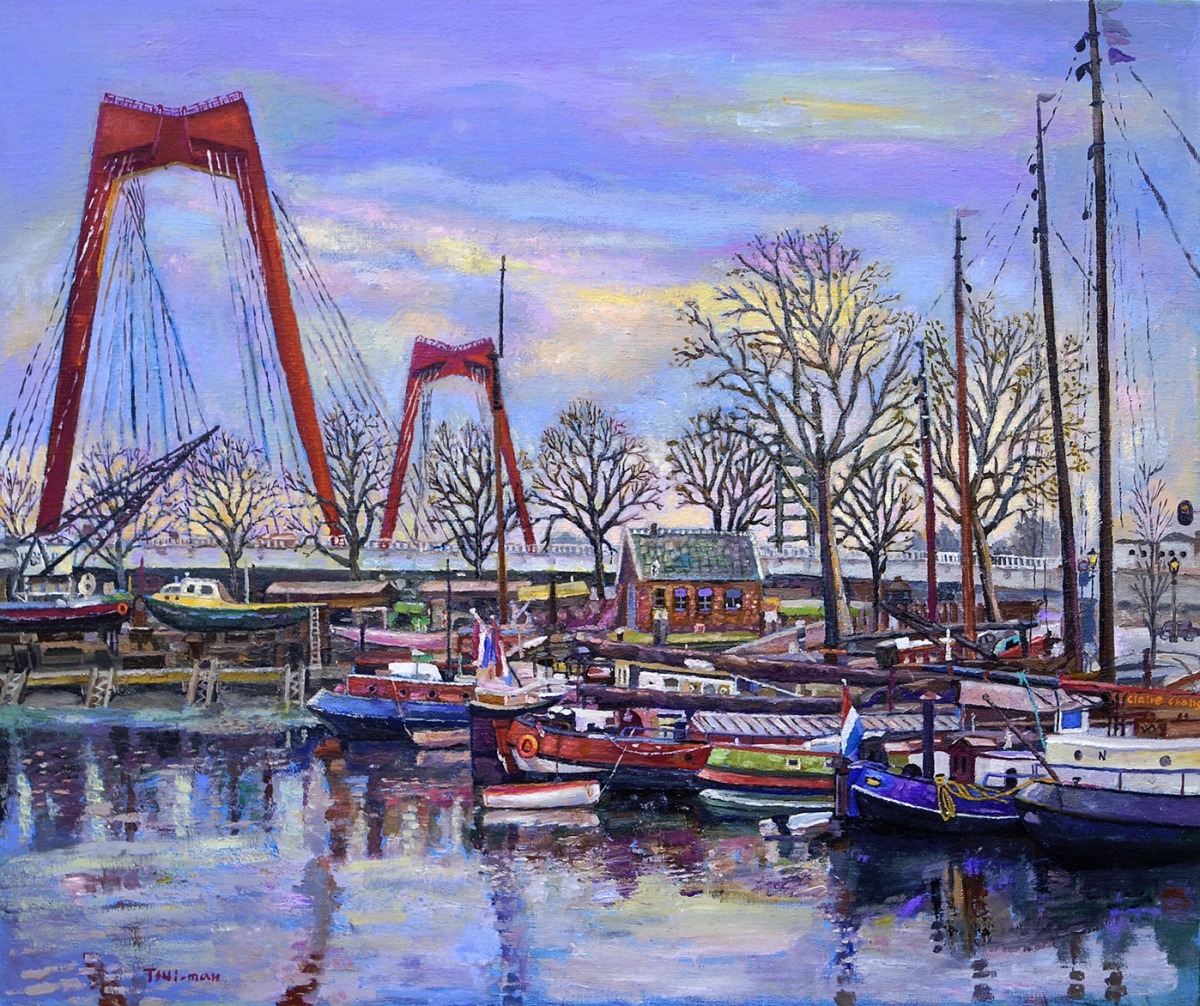 作品ㄧ：紅橋與河景荷蘭 油彩畫布 20F 2022