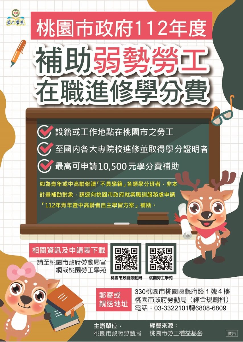 桃園勞動局補助弱勢在職進修 提升職場競爭力 宣傳海報 1 scaled