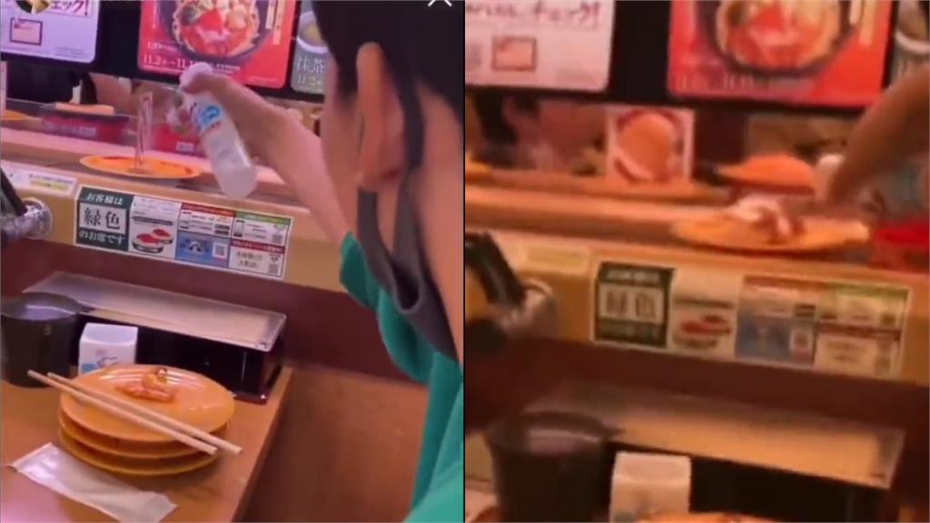 壽司郎屁孩再現!男高中生拿酒精狂噴迴轉壽司