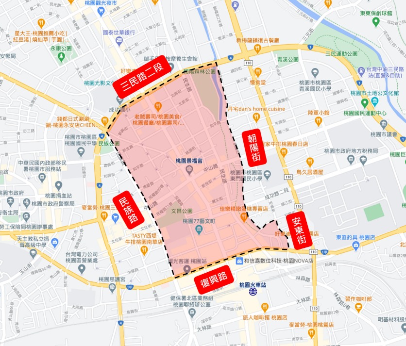 鼓勵閒置老屋活化 桃市都發局推動補助計畫 桃園區舊城區範圍圖
