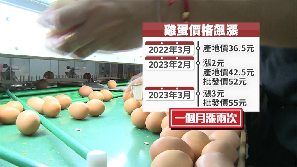 一個月內第二度!雞蛋再漲3元 批發價每台斤55元