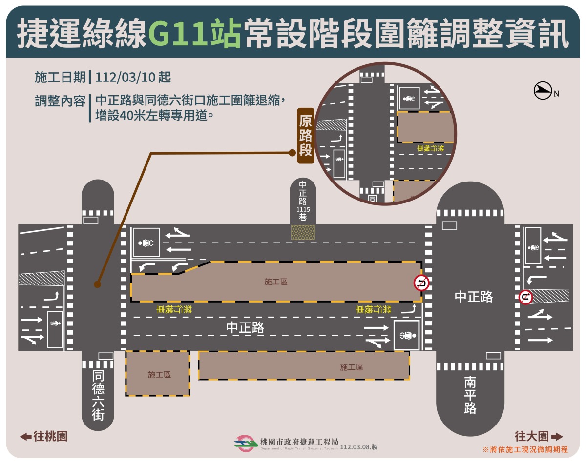 桃園捷運綠圍籬再退縮 三車站動線優化有感 G11 230308 01