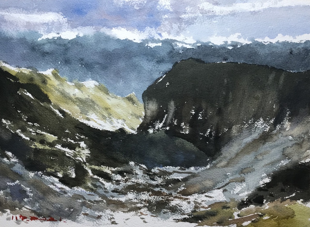 巴力水彩個展「浮生千山路」明起桃園文化局登場 感受山雲變幻之美 雪山上的圈谷
