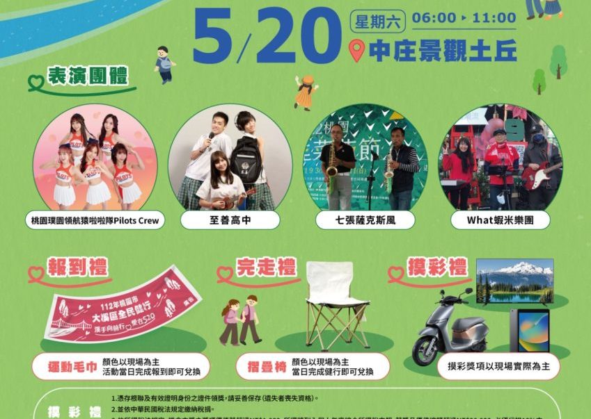 大溪區公所健行活動5/20熱情登場 iPad、液晶電視好禮獎不完