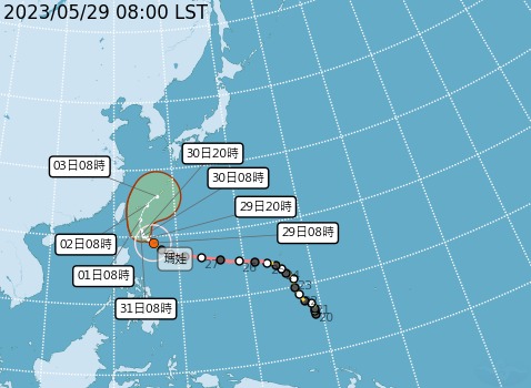 瑪娃颱風將進入關鍵位置 慢速北上中 PTA 202305290000 120 zhtw