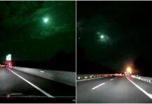中國成都夜晚驚見UFO?神秘綠光「咻一下」消失