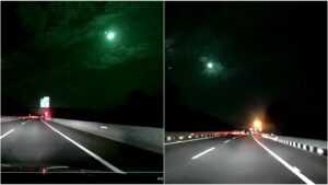 中國成都夜晚驚見UFO？神秘綠光「咻一下」消失