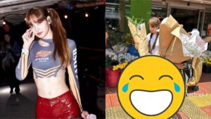 野生Lisa扛花束被捕獲！「接地氣穿搭」網笑翻