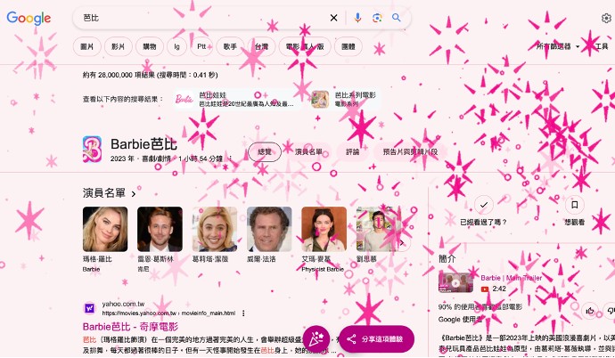 超浪漫!《芭比》將上映 爛番茄89%新鮮認證