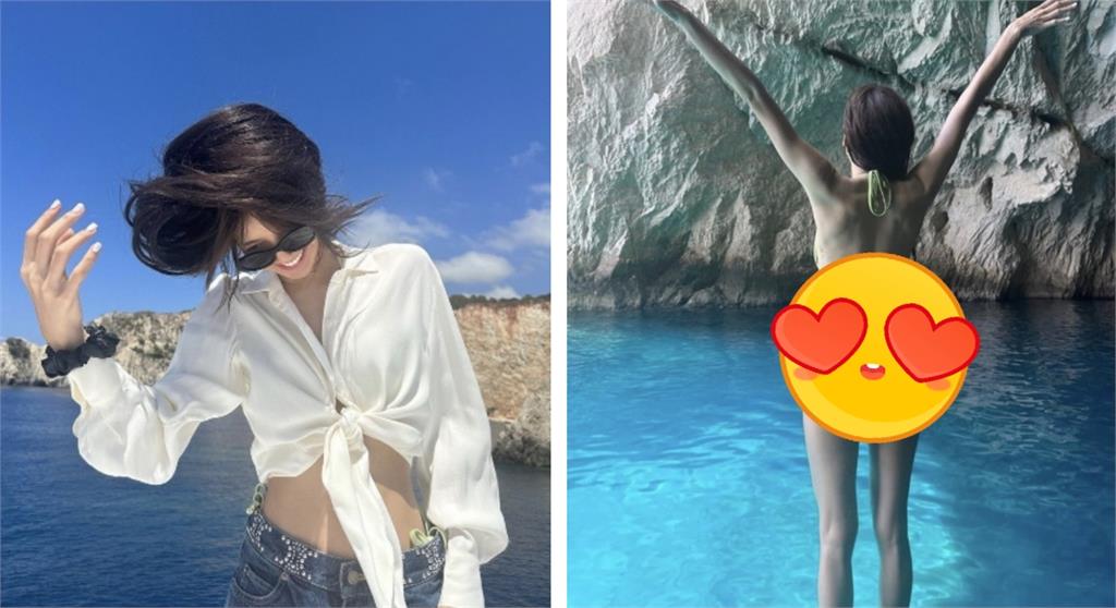 七週年福利?Lisa比基尼戲水…轉身瞬間「只剩一條線」