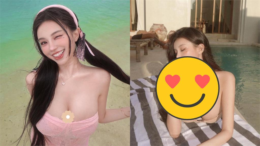 正妹忘情咬草莓!趴地洩「大片肉色」網驚:都沒穿?