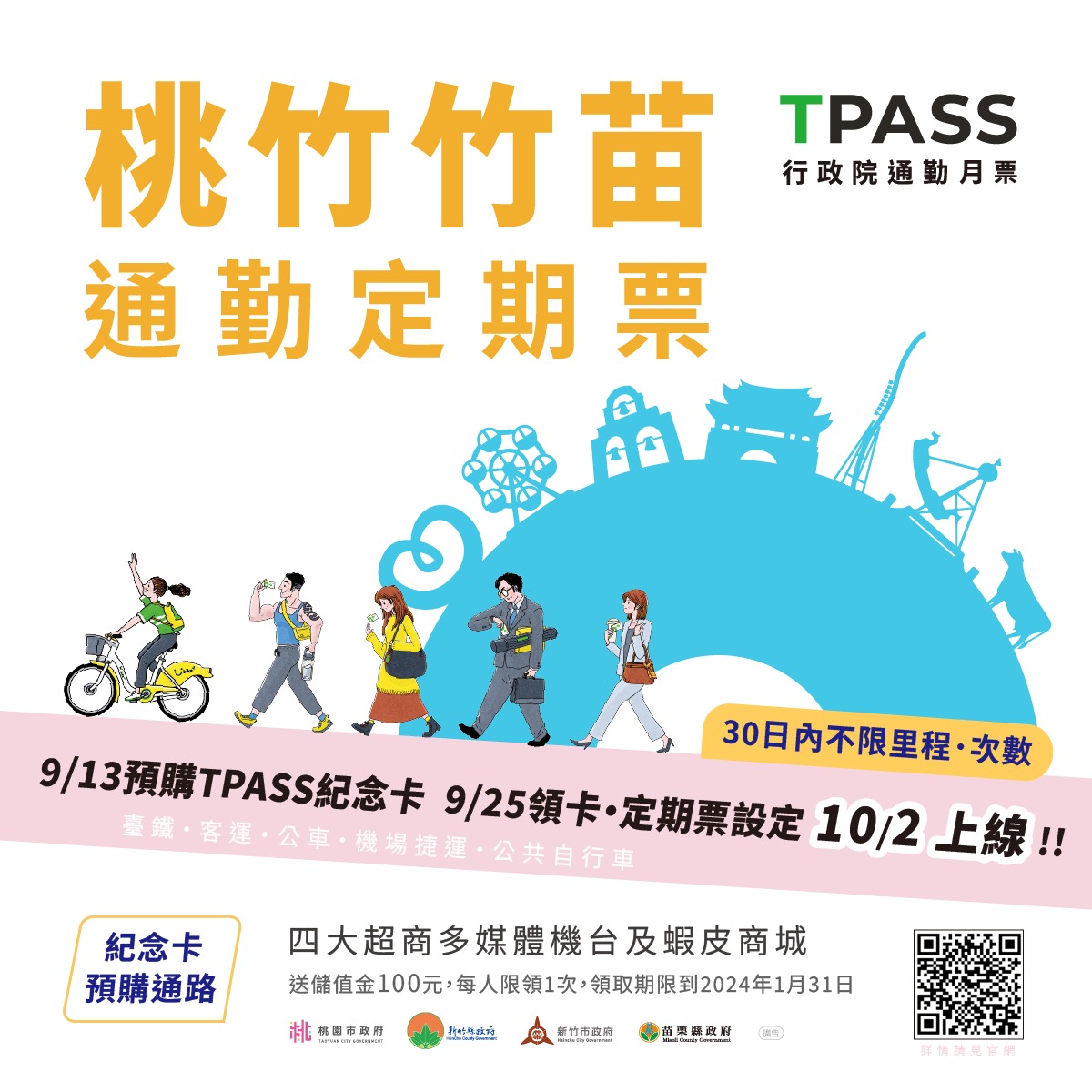 桃竹竹苗生活圈TPASS一卡通紀念卡 9/13起開放預售
