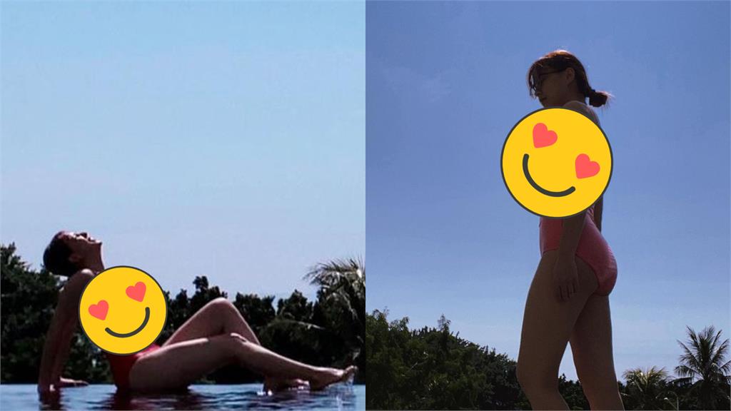 魏蔓站泳池邊「挺胸秀身形」 超害羞姿勢網嗨炸