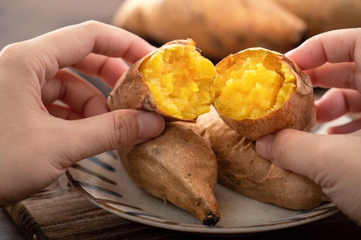 想買地瓜送朋友!男子酒駕從桃園開到金山 自撞電桿GG了 taiwanese food homemade delicious fresh roasted sweet potato plate eating