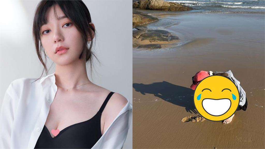 海邊「紅帽姐姐」赤腳挖螃蟹!走近一看竟是郭雪芙