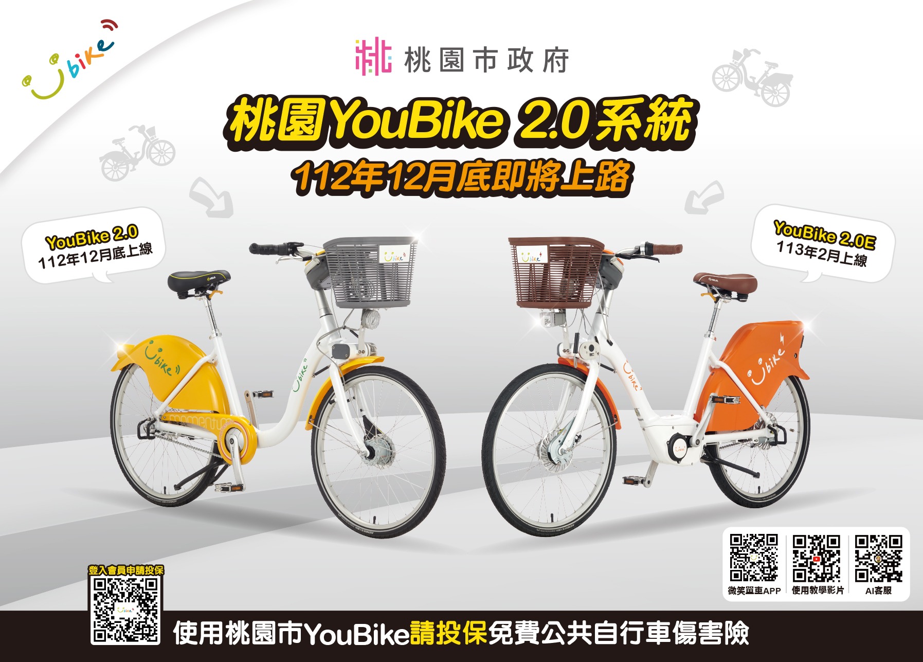 桃園交通局宣布YouBike 2.0系統年底陸續登場 這1區優先動工 桃園市YouBike 2.02.0E 酷卡 正面 交通局宣傳用 v5