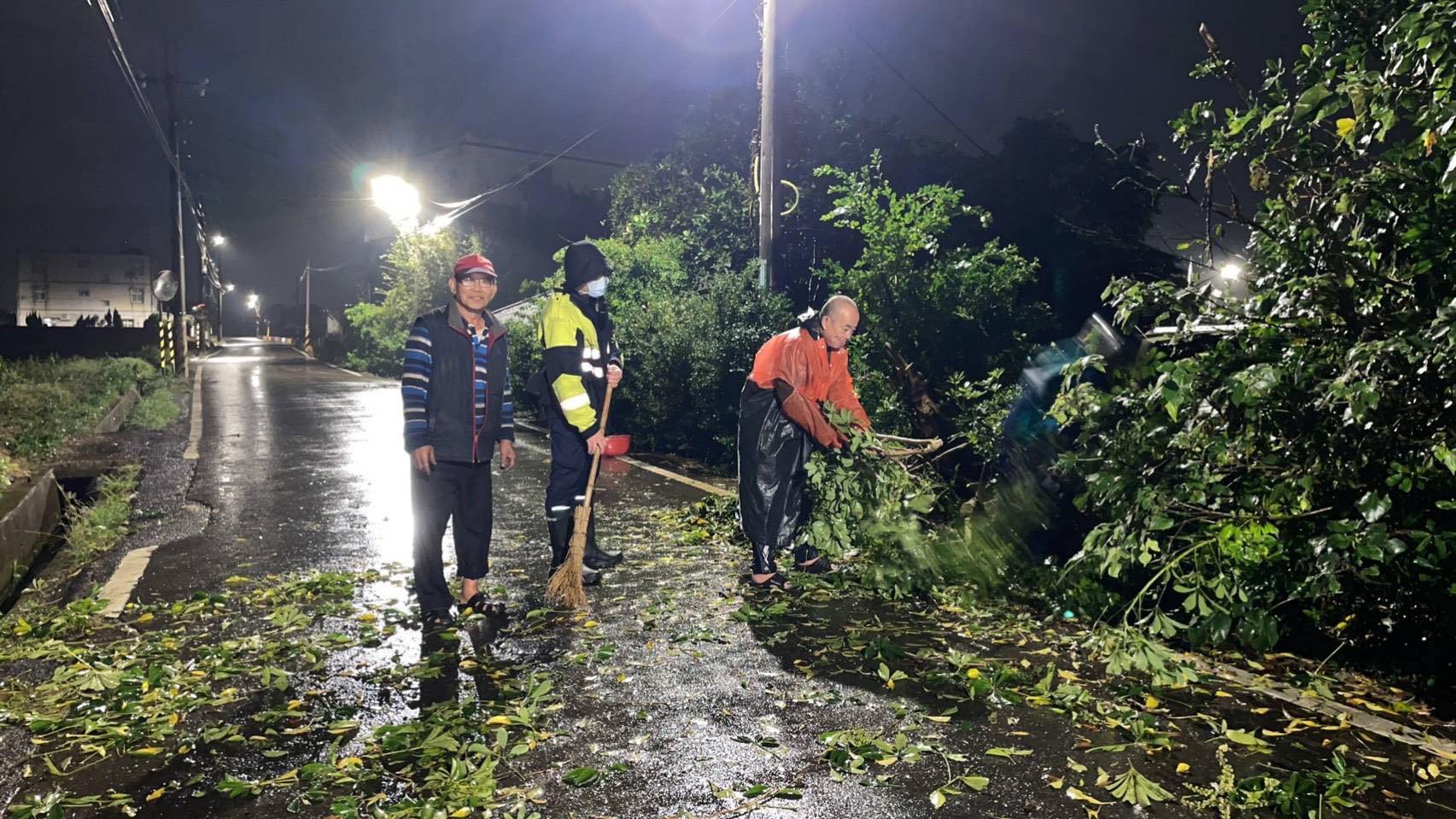 路樹不敵大雨倒路中 大園警及時處理恢復交通 326243 0