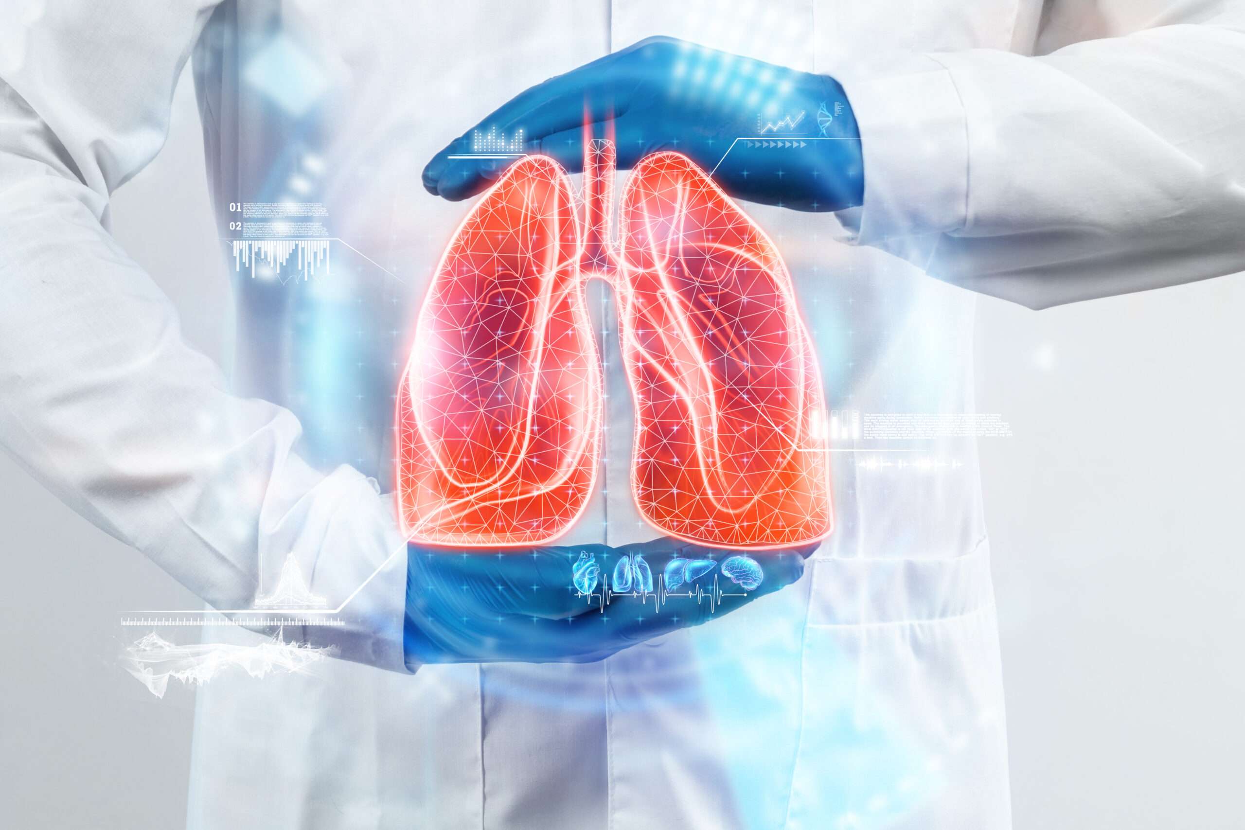 「無聲殺手」肺癌成為新癌王 樂生醫:靠這個早期發現 doctor looks hologram lungs checks test result virtual interface analyzes data pneumonia donation innovative technologies medicine future scaled