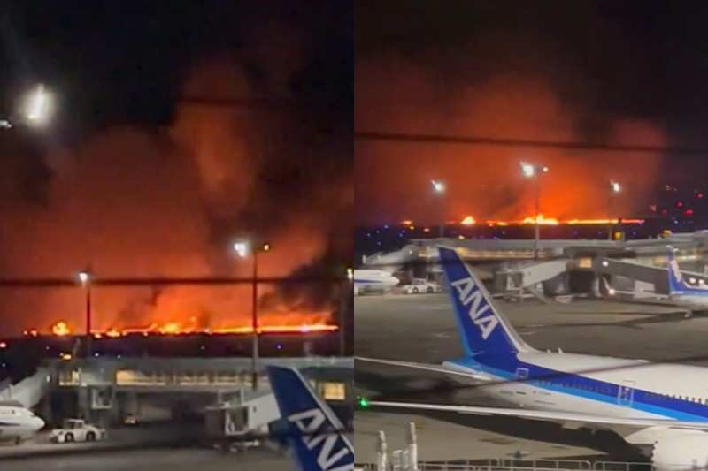 【有片】日本羽田機場飛機降落突起火 疑與海保廳班機擦撞 【有片】日本羽田機場飛機降落突起火 疑與海保廳班機擦撞