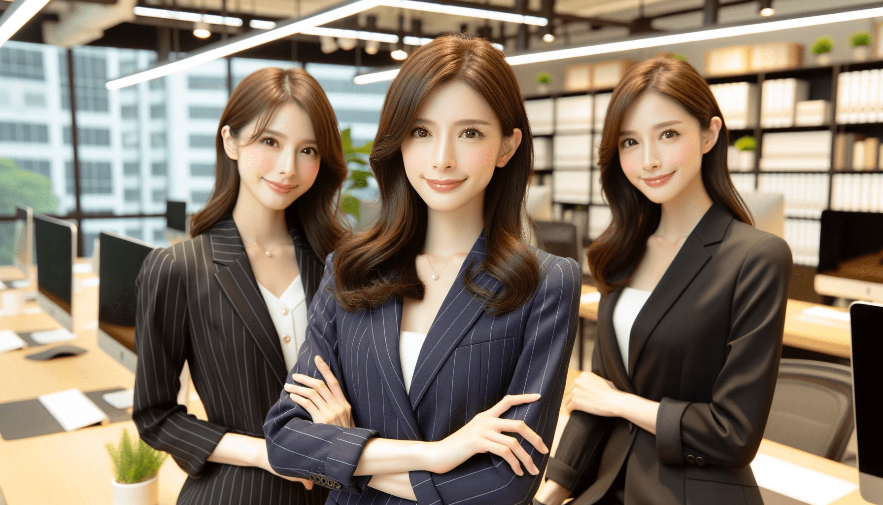 DALL·E 2023 11 01 21.37.53 橫式真人照片，三位年齡超過40歲的專業自信的台灣女性行銷顧問正