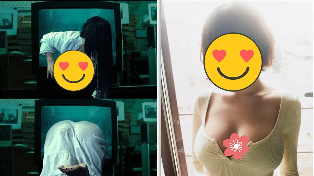 兇版貞子「上身爆量」卡住電視機!形狀全穿幫…網猛盯:好頂