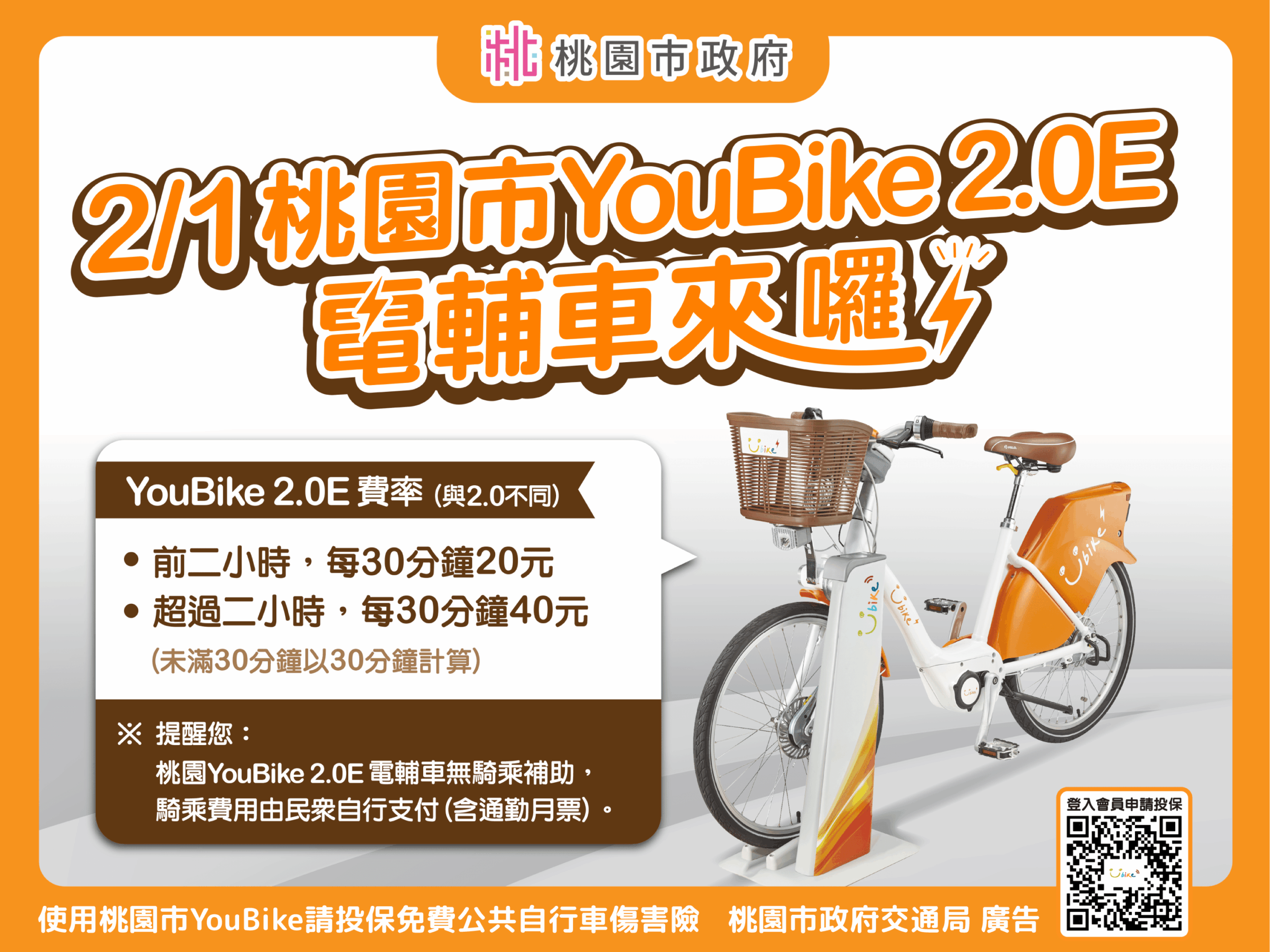 桃園600輛YouBike2.0E電輔車 2/1起提供民眾租借