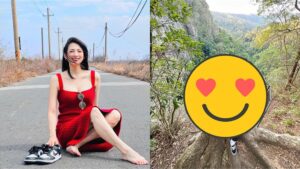 近看山不小！正妹「中路清涼攻頂」轉身竟是阿喜　網歪樓：山好大