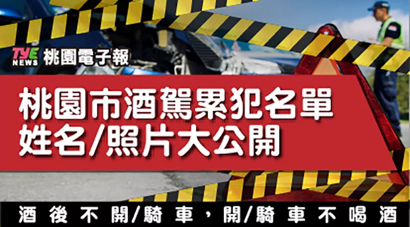 誇張!桃園酒駕累犯再添18人 其中7人竟無照 扯!桃園公布酒駕累犯名單 這2人10天內被抓2次