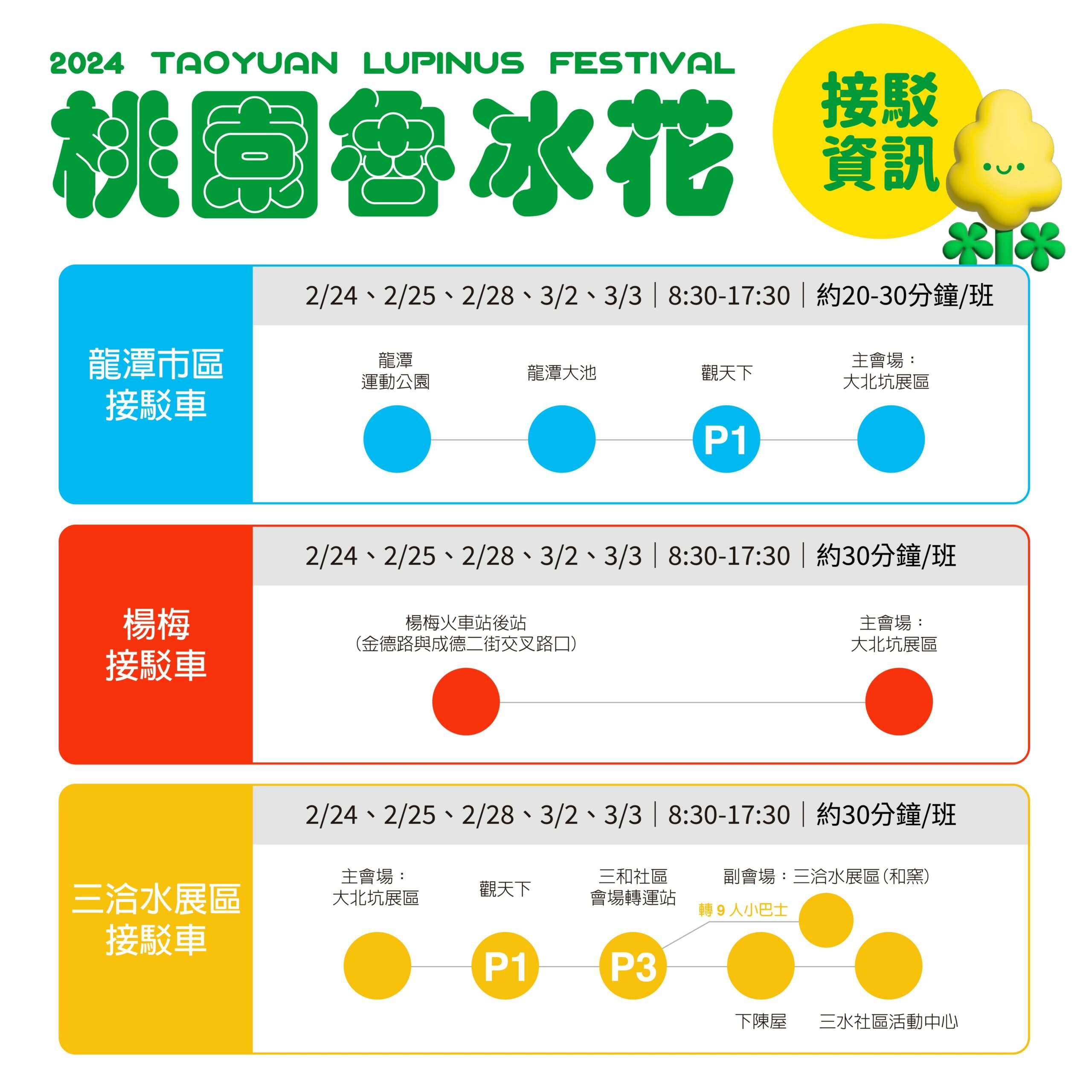 桃園魯冰花季2/24起登場 龍潭警提醒交管措施 2024魯冰花官網製圖 新聞處接駁資訊 0 scaled