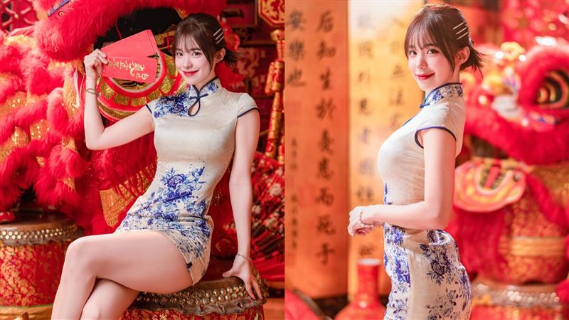 李多慧「穿旗袍拜年」秀美腿 粉絲全暈了