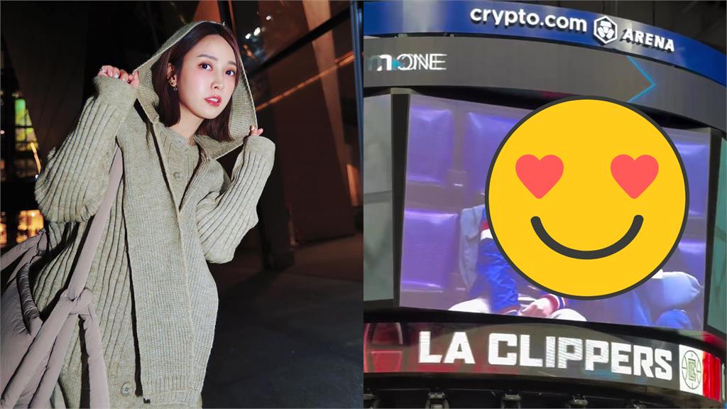 大元登NBA螢幕投擲閃光彈!「連吻鼓鼓2次」網狂喊:一片空白