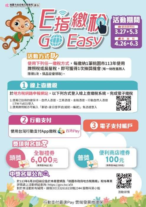 桃園地稅局鼓勵線上繳稅 6000元禮券等你帶回家 20240327143626103