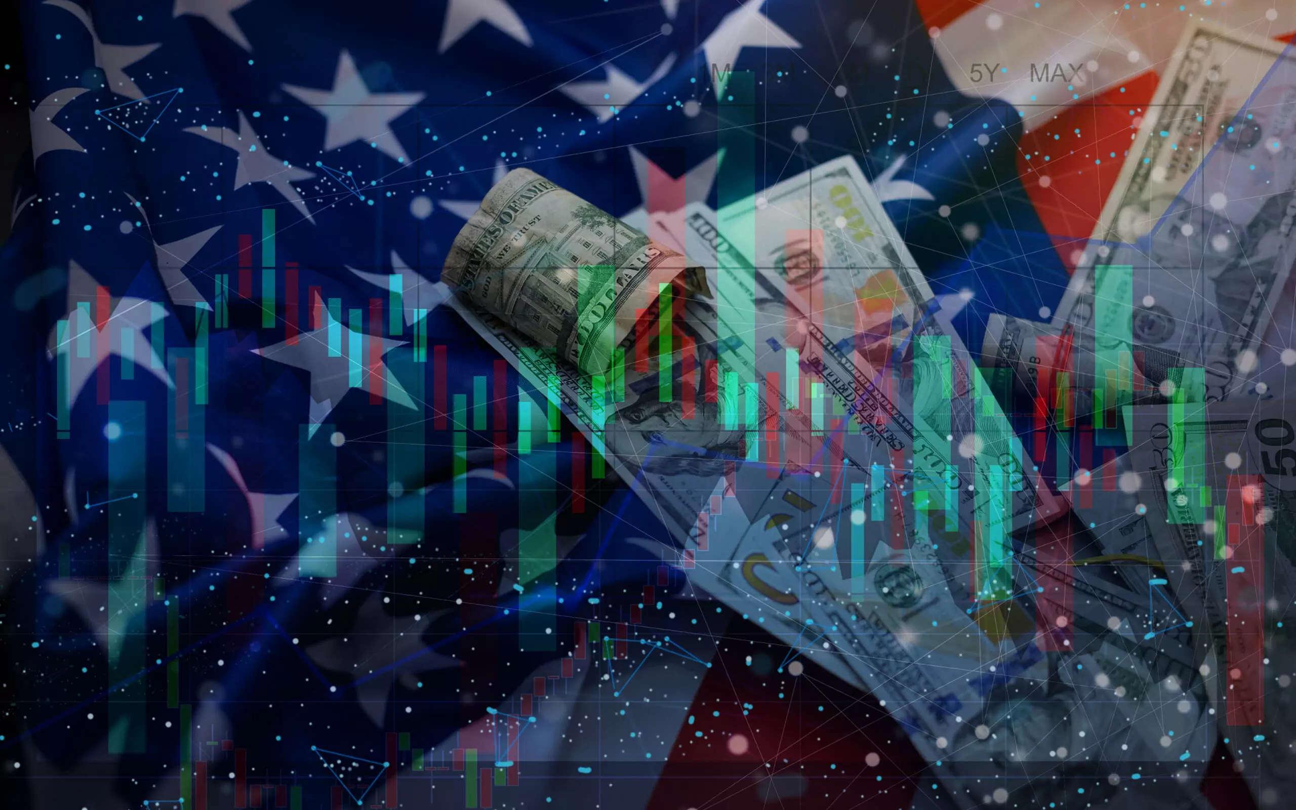 stock market chart american flag background scaled